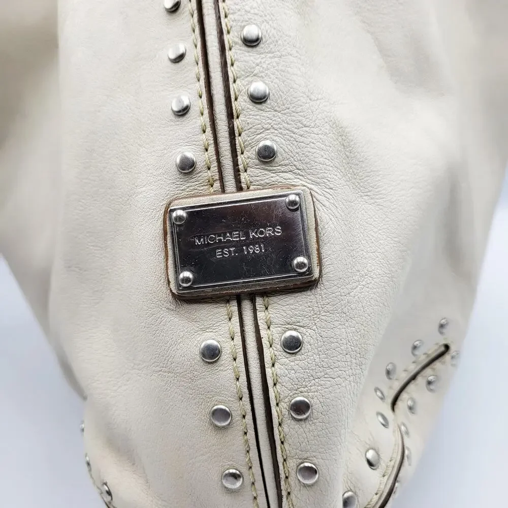 Y2K Michael by Michael Kors Cream Leather Studded Slouch Hobo Shoulder Bag